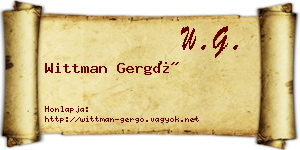 Wittman Gergő névjegykártya